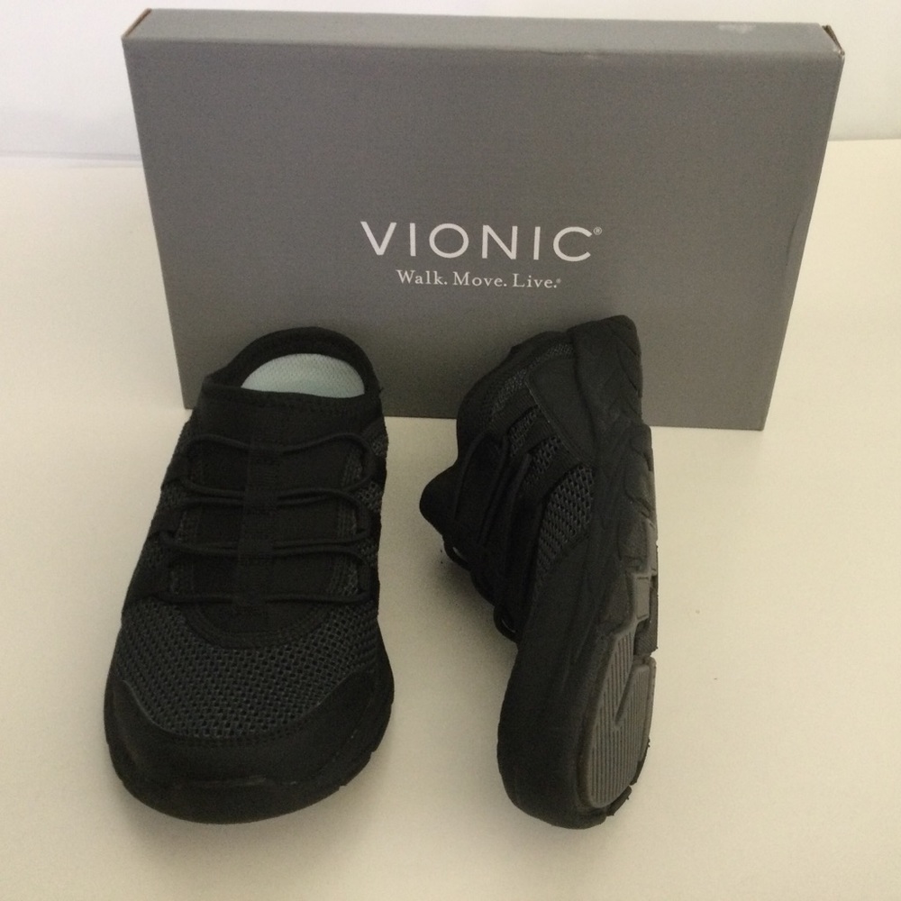 Vionic Brisk Maven Black Mesh Slip-On Mules Shoe Size 7
